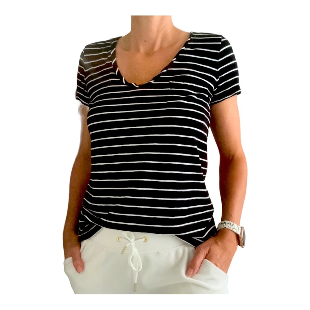 Caslon Black & White Stripe Shirt with pocket - Size Medium